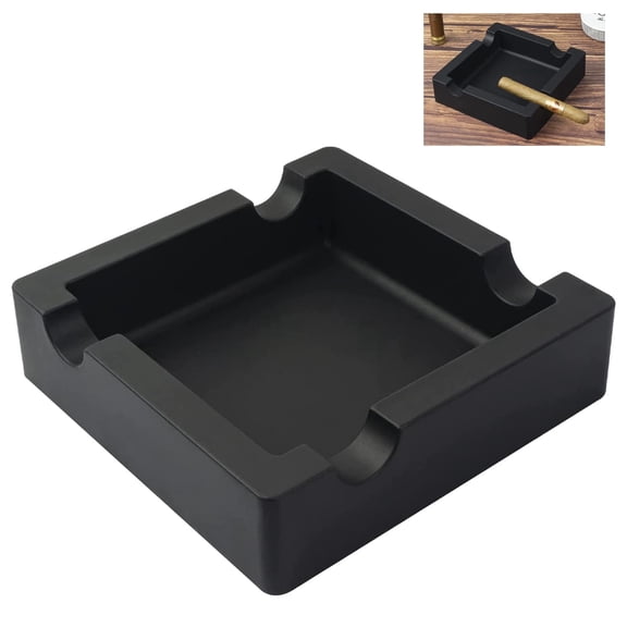 Ounalong Outdoor Cigar Ashtrays Unbreakable Large Ring Gauge Silicone Ashtrays for Patio/Outside/Indoor/Home Decor with 4 Rest Cigar Holder Ash Tray Minimalistic