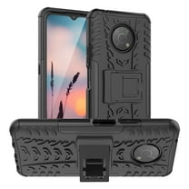 TJS Phone Case for Nokia G300 5G (N1374DL), Tire Texture Heavy Duty Shockproof Hybrid Kickstand Phone Cover (Black)