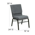 thumbnail image 2 of HERCULES Series 18.5''W Church Chair in Gray Fabric with Book Rack - Gold Vein Frame, 2 of 9