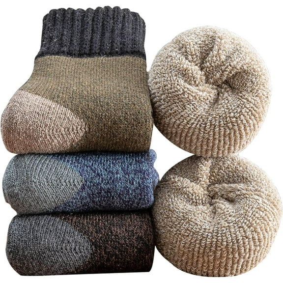 Jtbuh XLY 3Pack Mens Super Thick Wool Warm Socks - Soft Comfort Casual Crew Winter Socks