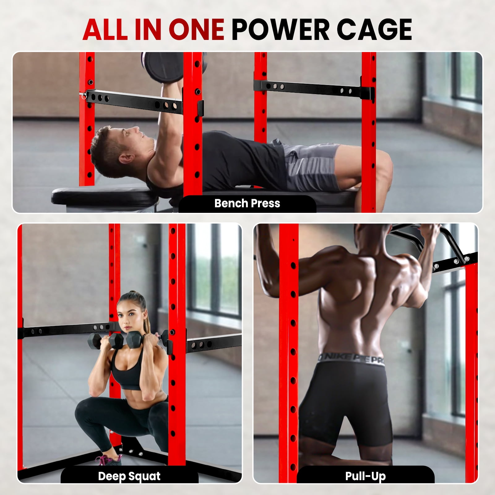 Squat Rack Stand with 1200 lbs Weight Capacity - Compatible with Standard and Olympic Barbells for Home Gym Training