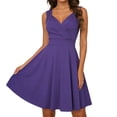 thumbnail image 3 of Laqbezok Women's Retro Cocktail Dress, Elegant V-Neck Crossover Sleeveless Party Gown, Classic Fit and Flare A-Line Mini Wedding Guest Dress, 3 of 5