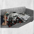 thumbnail image 6 of Kiss Soft Flannel Fleece Throw Blanket, Silhouette of Lovers near Tree Hearts Valentine's Day Concept, Cozy Plush for Indoor and Outdoor Use, 60" x 80", Charcoal Grey Vermilion, by Ambesonne, 6 of 6