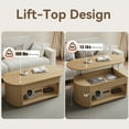 thumbnail image 5 of 47-Inch Lift Top Wood Coffee Table with Hidden Storage Compartment and Open Shelf for Living Room, Fluted Oval Center Tea Table with Wooden Lift-Top for Apartment, Small Space, Brown, 5 of 10
