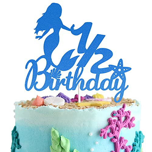 Mermaid Party Girl's Birthday Party 1st Birthday Personalised Cake Topper Personalised Cake Topper Glitter Topper Custom Cake Topper