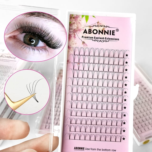 Abonnie, ventiladores prefabricados de tallo corto, ventilador de volumen ruso, suministros para extensiones de pestañas mullidas de primera calidad, bandeja para pestañas rizadas D Tan Jianjun unisex