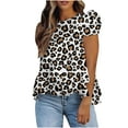thumbnail image 2 of Puntoco, camisetas de cuello redondo para mujer, camisetas estampadas, camiseta de manga corta, blusa, tops con dobladillo Irregular Puntoco Puntoco-4771, 2 of 5