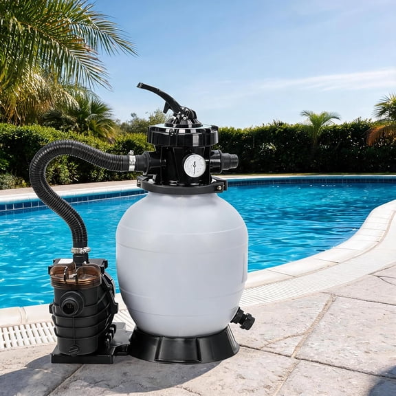 Memoryfield 13 Inch Sand Filter Pump for Above Ground Pool, 3/4 HP 550W Swimming Pool Pump System