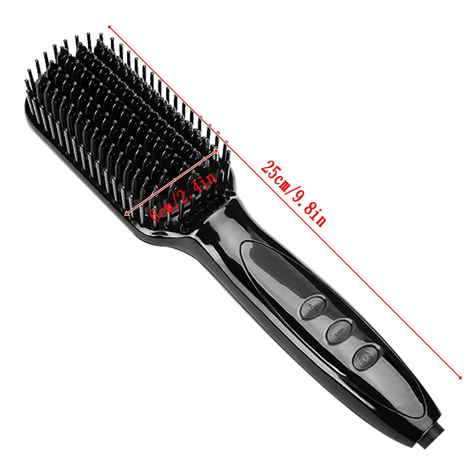 Hhhc Hair Straightener Brush Professional Ionic Beard Straightening Comb Fast Heated Anti Scald 3 In 1 Styling Brush For Home Use Black