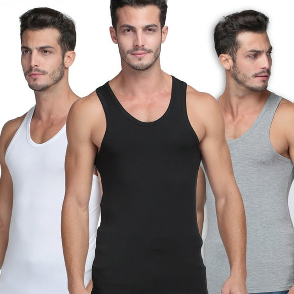 Men's 3 Pack Dry Fit Y-Back Workout Tank Top Mesh Sleeveless Gym Muscle Fitness