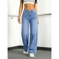 thumbnail image 2 of EMMIOL Women's Wide Leg Baggy Jeans Mid Rise Butt Lifting Stretchy Denim Pants Back Patchwork Boyfriend Jeans, 2 of 5