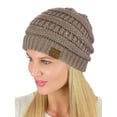 thumbnail image 2 of C.C Women's Sparkly Sequins Warm Soft Stretch Cable Knit Beanie Hat-Taupe, 2 of 3