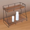 thumbnail image 4 of Organizador de mesa con dos niveles para tazas y soporte rústico para almacenamiento de escritorio L, 4 of 9