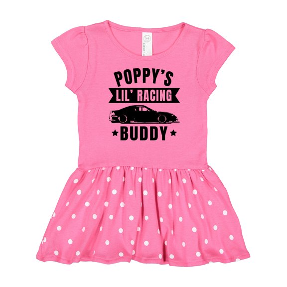 Inktastic Poppy's Lil' Racing Buddy with Car Silhouette Gift Baby Girl Dress