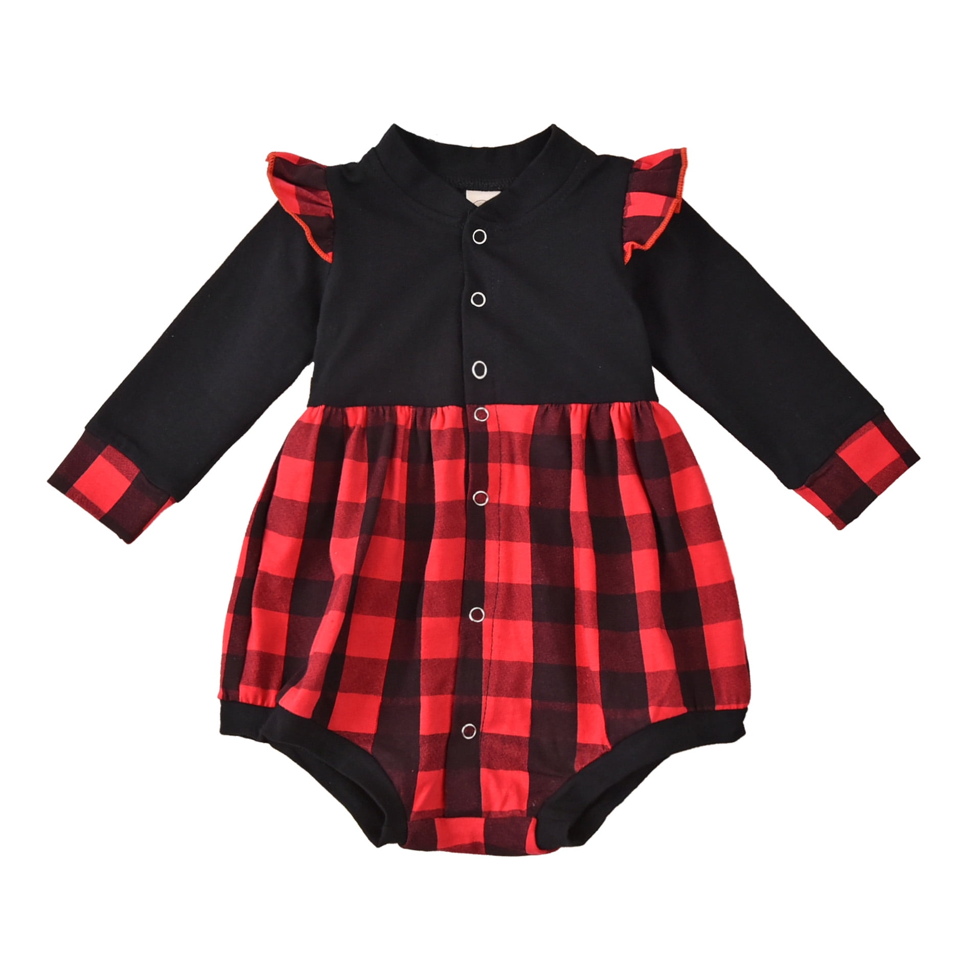 plaid baby romper