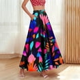 thumbnail image 2 of WMTBSRSW Floral Maxi Skirts for Women Summer High Waist A Line Flowy Beach Vacation Boho Midi Long Skirt Dark Blue 3X-Large, 2 of 9