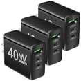 thumbnail image 1 of Cargador Compatible USB C DashBlack 3 Pzas 3 Puertos USB 5V 2.4A Max 40W 100-240V 50-60Hz Negro., 1 of 1