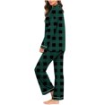 thumbnail image 4 of V-Neck Long Sleeve Pajama Set Women, Buttery Soft Casual Loungewear Two Piece Set, Loose Fit Pants and Top, Cute Printing Pajamas for Women, Mother's Day Gifts | CSEONE,Army Green L, 4 of 8