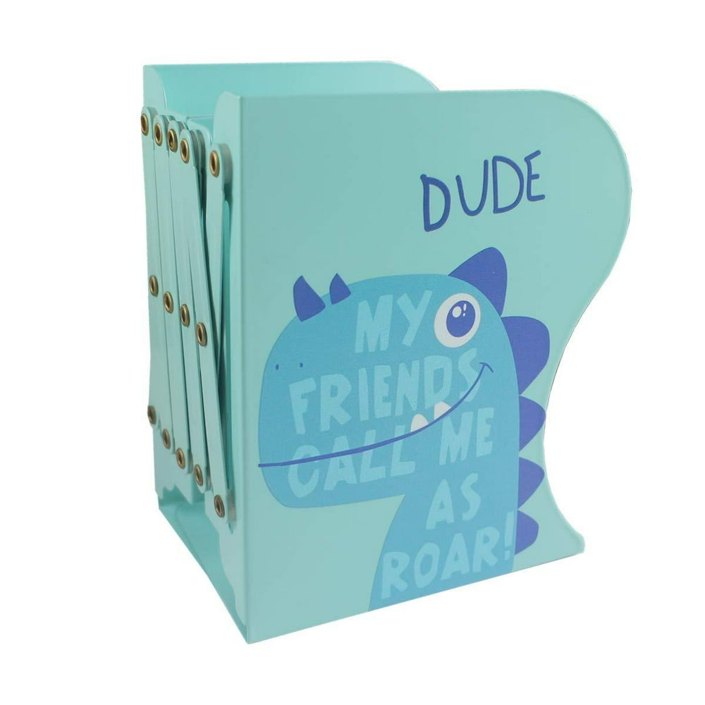 Citmage Adjustable Bookend Metal Dinosaur Pattern Bookends NonSkid