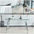 thumbnail image 4 of Sumdeal Modern 5-Piece Dining Table and Chair Set, 51-inch Glass Dining Table and High-Back PU Leather Dining Chairs, Minimalist Kitchen/Dining Room Furniture Set, Metal Table and Chair Legs, 4 of 8