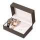 thumbnail image 1 of Estuche de viaje para relojes y organizador de joyas, caja de cuero PU portátil para 2 relojes, 1 collar, 1 anillo y 2 aretes, marrón oscuro, 1 of 7