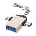 thumbnail image 1 of uds carcasa de aleación de aluminio 2 en 1 convertidor OTG USB 3,0 a Micro USB tipo C adaptador con cadena para Android dorado con cadena, 1 of 12