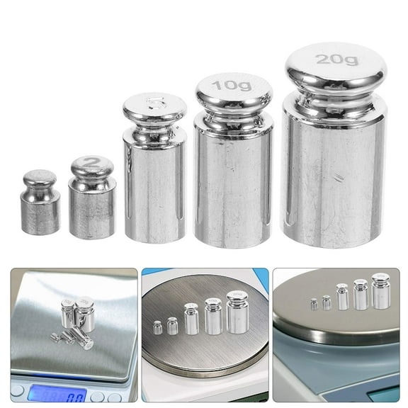 WASHWEPE 5Pcs Metal Weights for Professional Measurements Precisely Calibrated Cylindrical Chrome