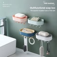 thumbnail image 4 of Billuyoard Jabonera de baño, soporte de caja de jabón de baño montado en la pared con gancho, estante de almacenamiento de esponja, plástico para Juegos de accesorios de baño Blanco Billuyoard HA003097-03, 4 of 6
