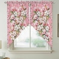 thumbnail image 2 of Pink Orchid Flowers Swag Valances for Windows, Kitchen Window Curtains Over Sink, Vintage Floral Leaves Plants Spring Window Treatment Curtains for Living Room/Bedroom Curtains 2 Panel Sets 36"x45", 2 of 8