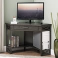 thumbnail image 2 of Leick Home Riley Holliday Computer Desk with Dropfront Keyboard Drawer, FURNITURE, Smoke Gray, 2 of 2