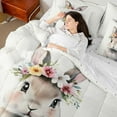 thumbnail image 4 of jejeloiu B Cute Rabbit Print 7 Pieces Bedding Comforter Set,Colorful Floral Blossom Full Bedding Set For Animal Lover Reversible, 4 of 8