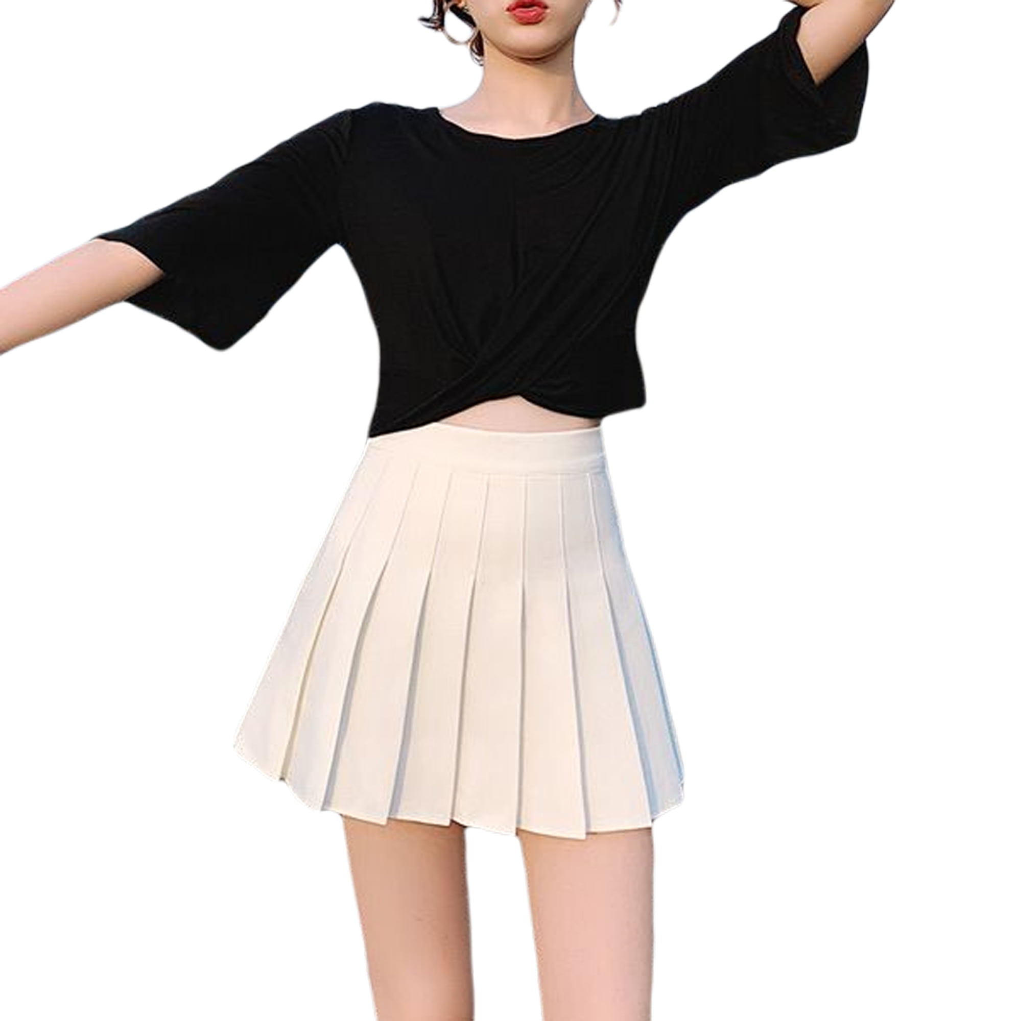 Beautifulfashionlife Women's High Waisted Pleated Mini Skirt A-line Shorts with Elastic Wide Waistband