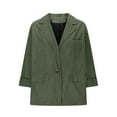 thumbnail image 6 of Sakmal Plus Size Women's Blazer Green Corduroy Suit Jacket Trendy 3/4 Sleeve Womens Blazer L, 6 of 6