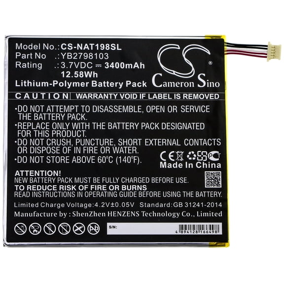 3400mAh ONN YB2798103 Battery for Tablet 8 ONA19TB002