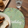 thumbnail image 3 of Happy Birthday Round 13 Inch Placemats Set of 8, Sage Green Modern Abstract Art HeatResistant Non Slip Place Mats for Dining Table, Wipeable Braided Kitchen Table Mats for Housewarming, 3 of 9