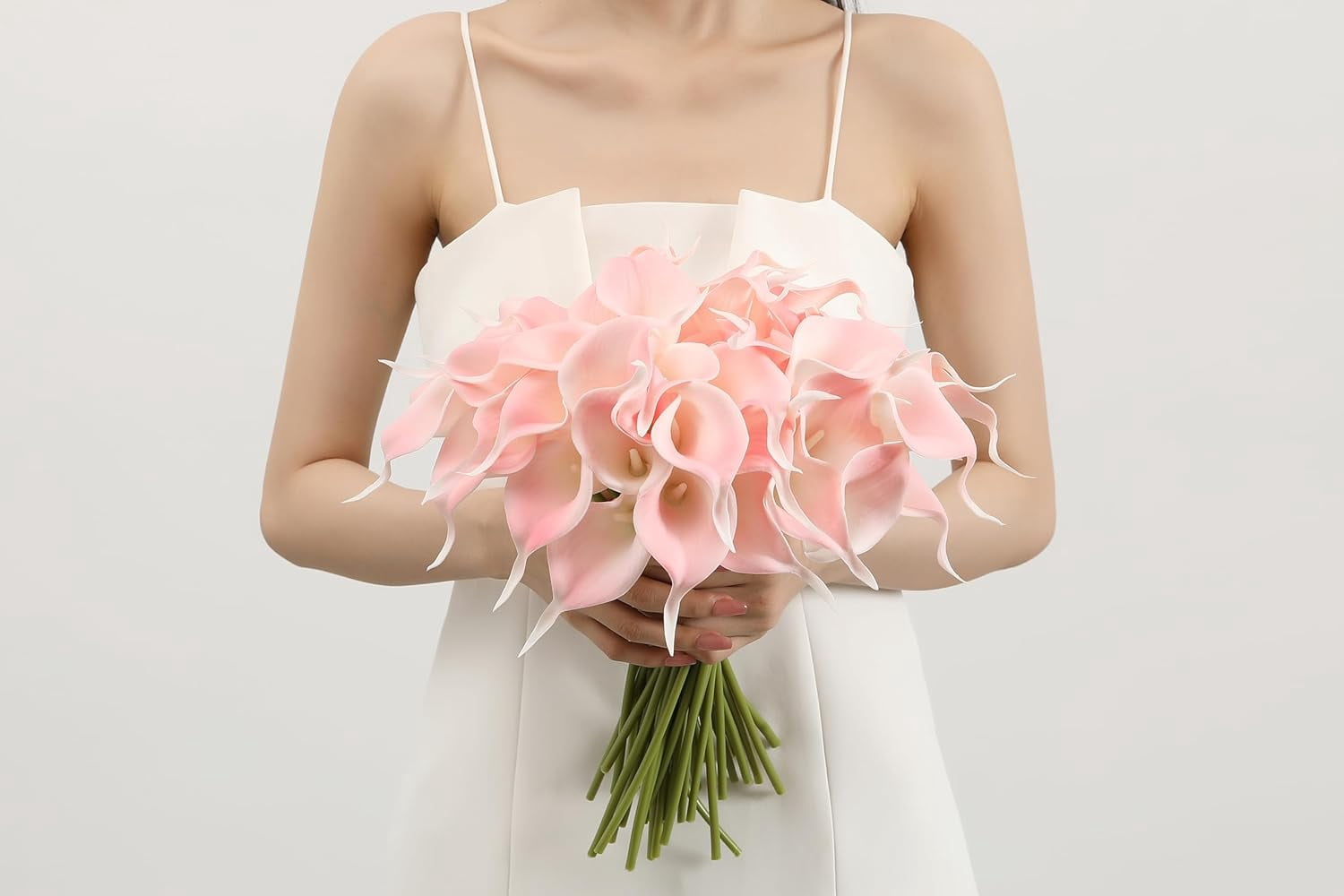 24 PCS Pink Fake Flowers Artificial Calla Lily Silk Flowers Real Touch for Mother's Day Easter Home Kitchen Decor Wedding Bouquet Office Spring Decoration