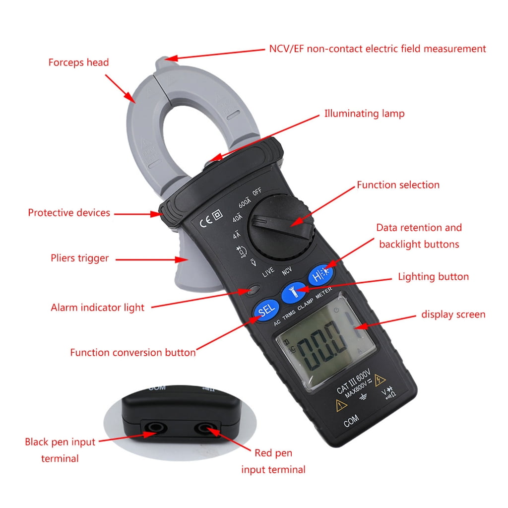 Professional Clamp Meter with Back light Buttons Versatile Clamp Multimeter Voltage Current Resistance Capacitance Meter