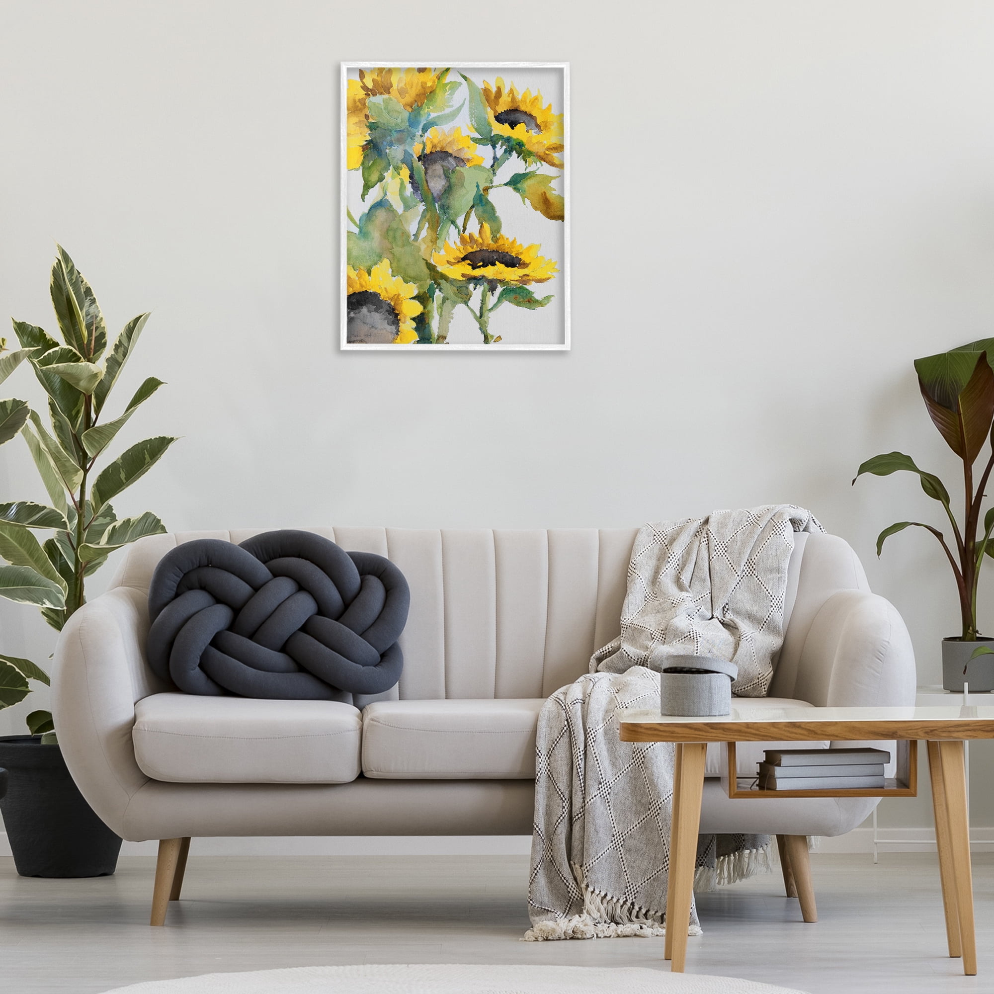Stupell Industries Bright Blooming Sunflowers Botanical & Floral Painting White Framed Art Print Wall Art, 24 x 30