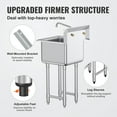 thumbnail image 3 of VEVOR Stainless Steel Prep & Utility Sink, 1 Compartment Free Standing Small Sink Include Faucet & legs, 18"x41" Commercial Single Bowl Sinks for Garage, Restaurant, Kitchen, Laundry, NSF Certified, 3 of 8
