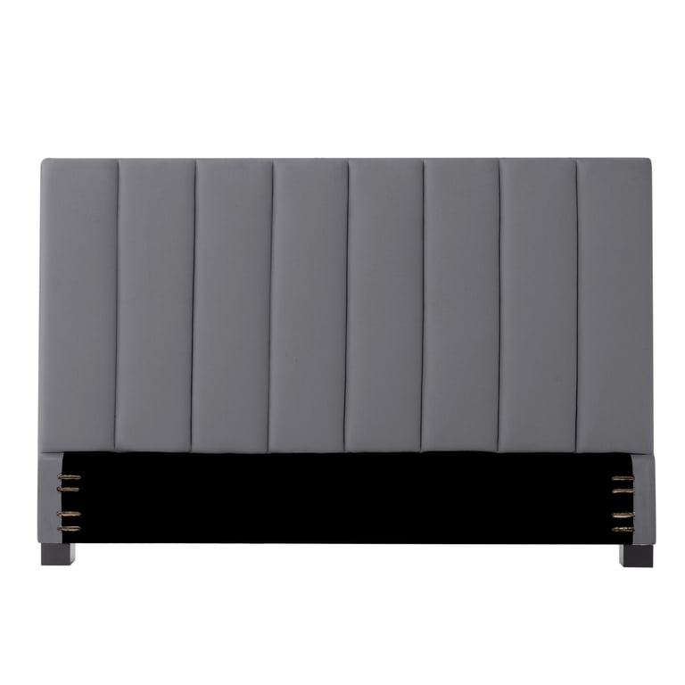 Gewnee King Size Linen Upholstered Panel Headboard, Dark Gray photo 4