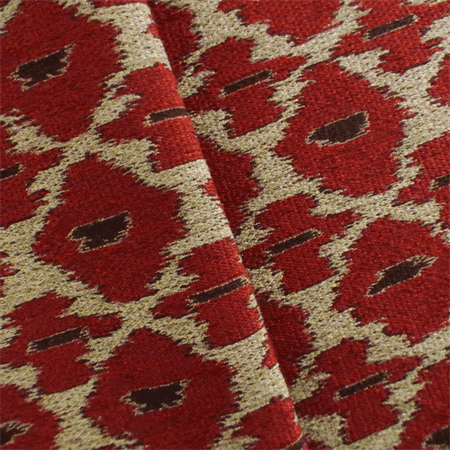 Crimson Red/Multi Ikat Jacquard Home Decorating Fabric, Fabric By the ...