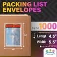 thumbnail image 2 of Packing List Envelopes, Clear Self Adhesive Pouches, 1000 Count, 4.5 x 5.5 in, 2 of 7