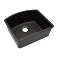 thumbnail image 2 of 23" x 21" Quartz Kitchen Sink, Single Bowl Sink, D-Shaped Sink, Drop-in Sink, Undermount Sink, Granite Kitchen Sink, Galaxy Black Kitchen Sink by Lexicon Platinum LP-2321D-K-SO, 2 of 10