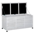 thumbnail image 1 of White Wooden Deck Box Bench - 50” Patio Storage Container with Ventilation & Weather-Resistant Finish for Garden, Backyard & Outdoor Use, 1 of 7