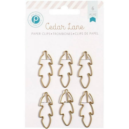 Cedar Lane Shaped Paper Clips 6/Pkg-Gold Feathers