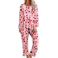 thumbnail image 2 of FDGIU Valentine's Day Sleepwear for Women - 2 Piece Long Sleeve Pajama Set with Heart Print Top Comfy Loungewear Set, 2 of 6