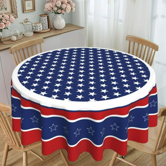 kkbbma under $5 Patriotic Round Tablecloth Memorial Day Independence Day American Flag Round Tablecloth Washable Microfiber Tablecloth Decorative Table Covers for Picnic Party