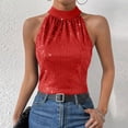 thumbnail image 3 of Kukoosong Women's Dressy Mock Neck Sleeveless Sequin Blouse Solid Color Tops for Casual Party and Daily Wear Women Sleeveless Tank Tops, 3 of 7