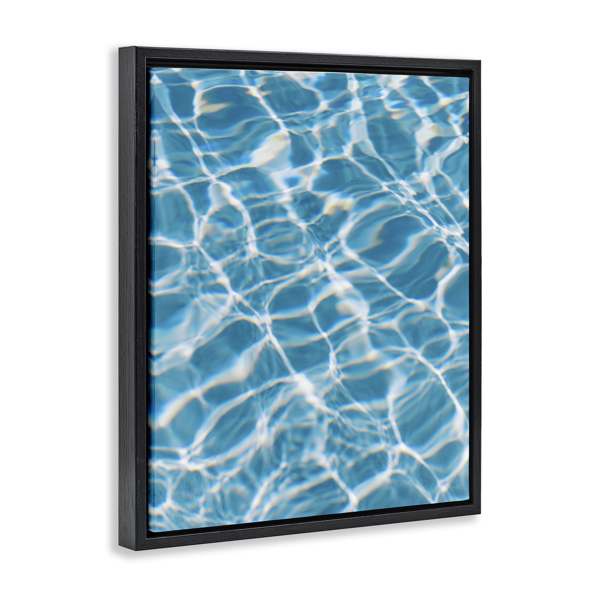 Stupell Industries Ocean Water Ripples Abstract Painting Black Floater Framed Canvas Art Print Wall Art, 17 x 21