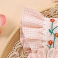 thumbnail image 6 of Baby Girl Summer Outfit Plaid Flower Embroidery Ruffled Flying Sleeve Romper with Bow Headband Solid Square Collar Sleeveless Pink 6 Months-9 Months, 6 of 6
